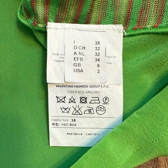 M Missoni Women’s 100% Silk Horizontal Stripe Scoop Neck Tunic Tank Green Size 2 - Picture 8 of 9